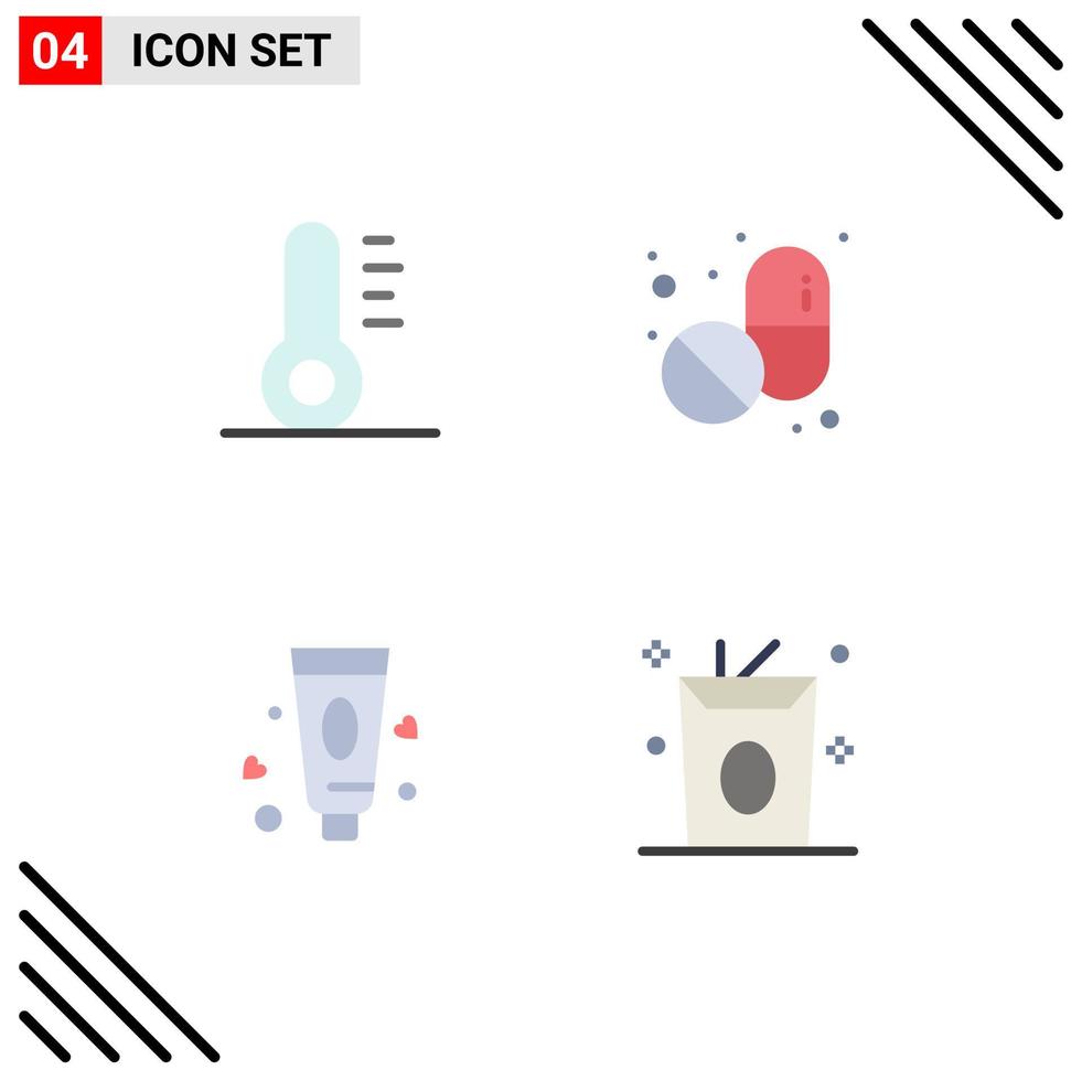 Group of 4 Modern Flat Icons Set for christmas drinks pills lotion meal Editable Vector Design Elements