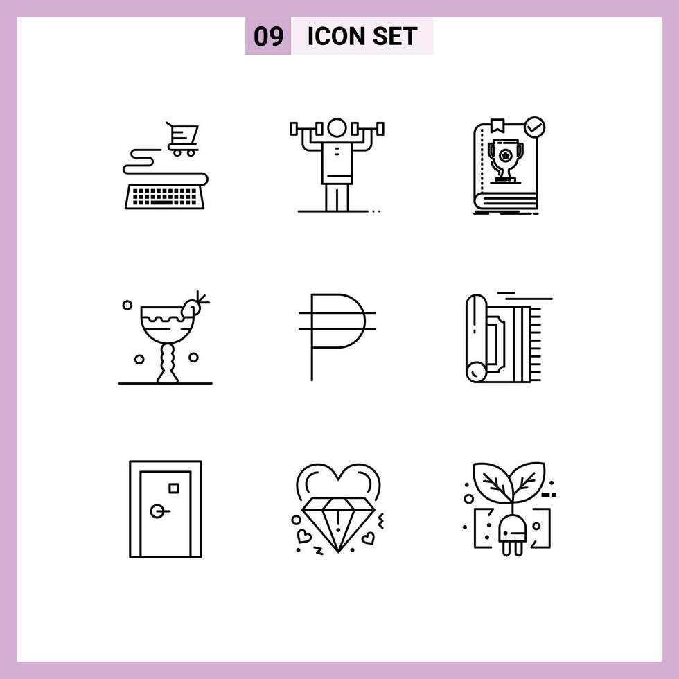 Set of 9 Modern UI Icons Symbols Signs for philippine food book drink rules Editable Vector Design Elements