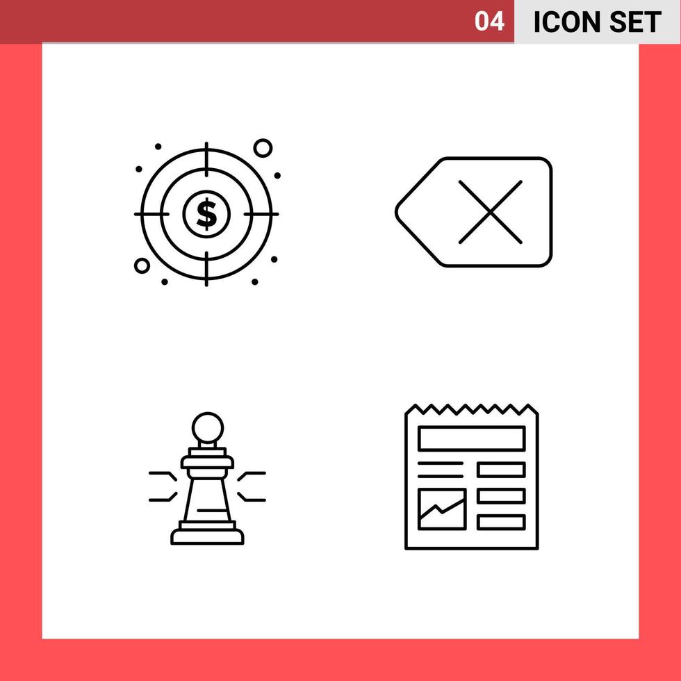 4 Icon Pack Line Style Outline Symbols on White Background Simple Signs for general designing vector