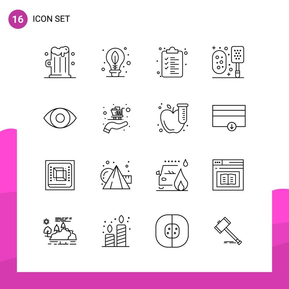 Outline Icon set Pack of 16 Line Icons isolated on White Background for responsive Website Design Print and Mobile Applications vector