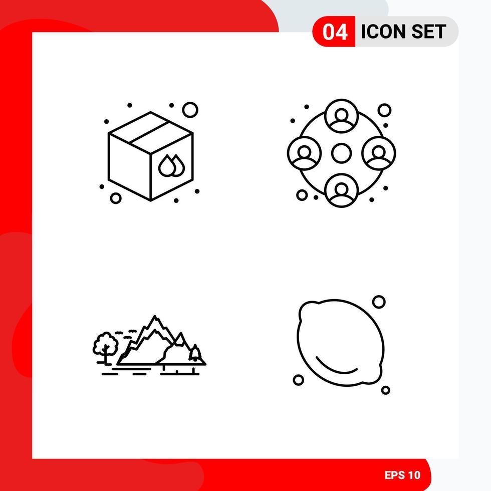 Creative Set of 4 Universal Outline Icons isolated on White Background vector