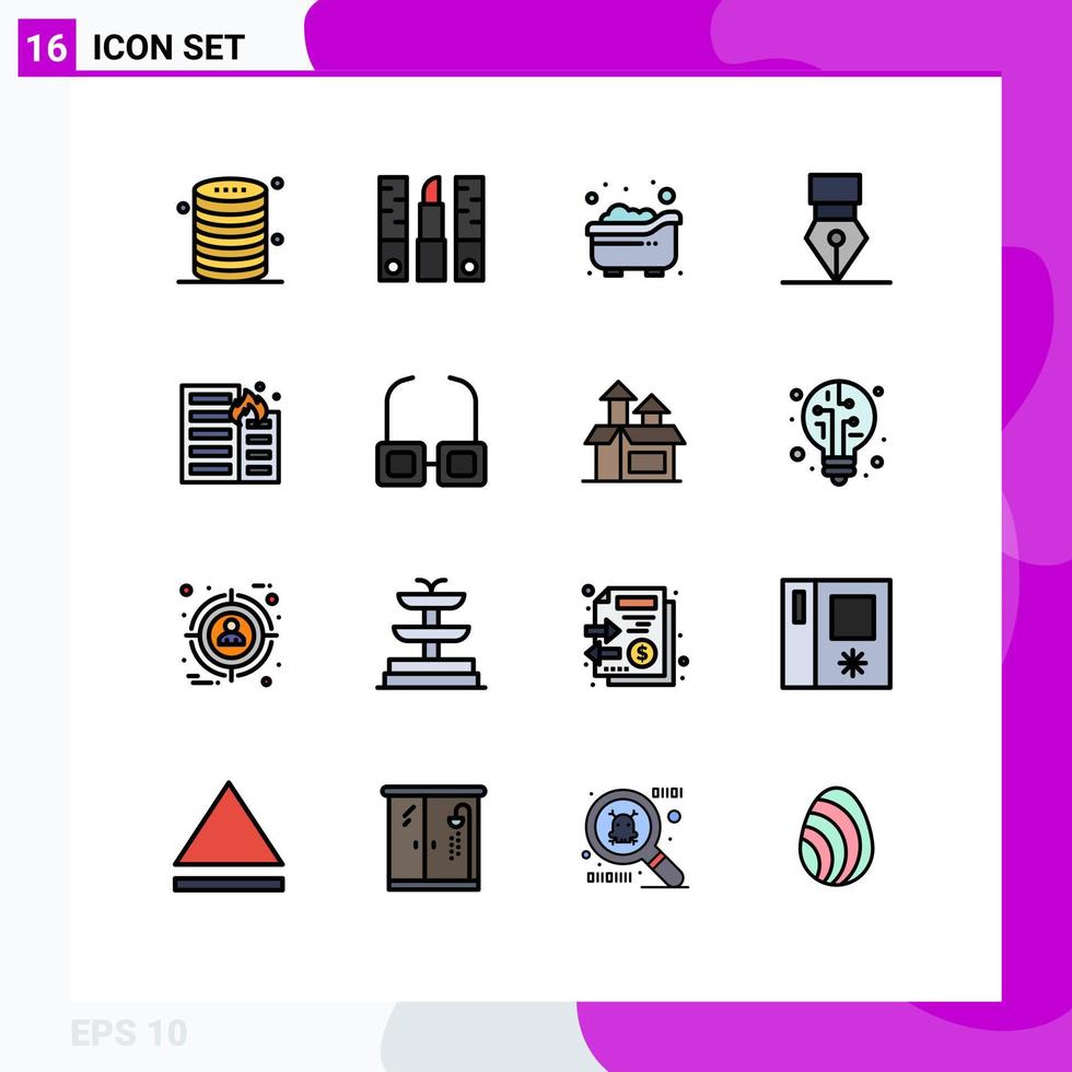 Universal Icon Symbols Group of 16 Modern Flat Color Filled Lines of wreath award lipstick achievement child Editable Creative Vector Design Elements