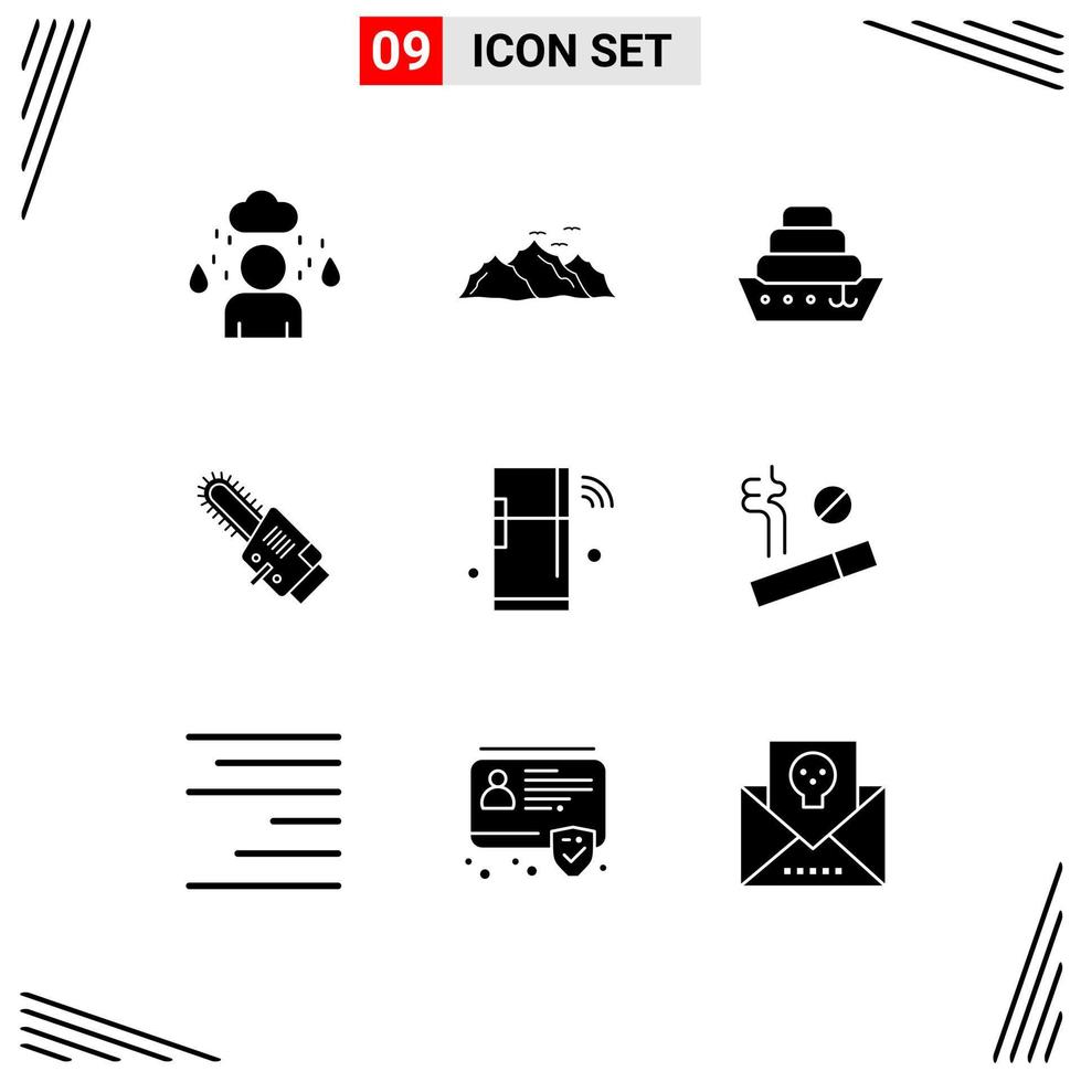 9 Creative Icons Modern Signs and Symbols of refrigerator internet cruise cordless circular Editable Vector Design Elements