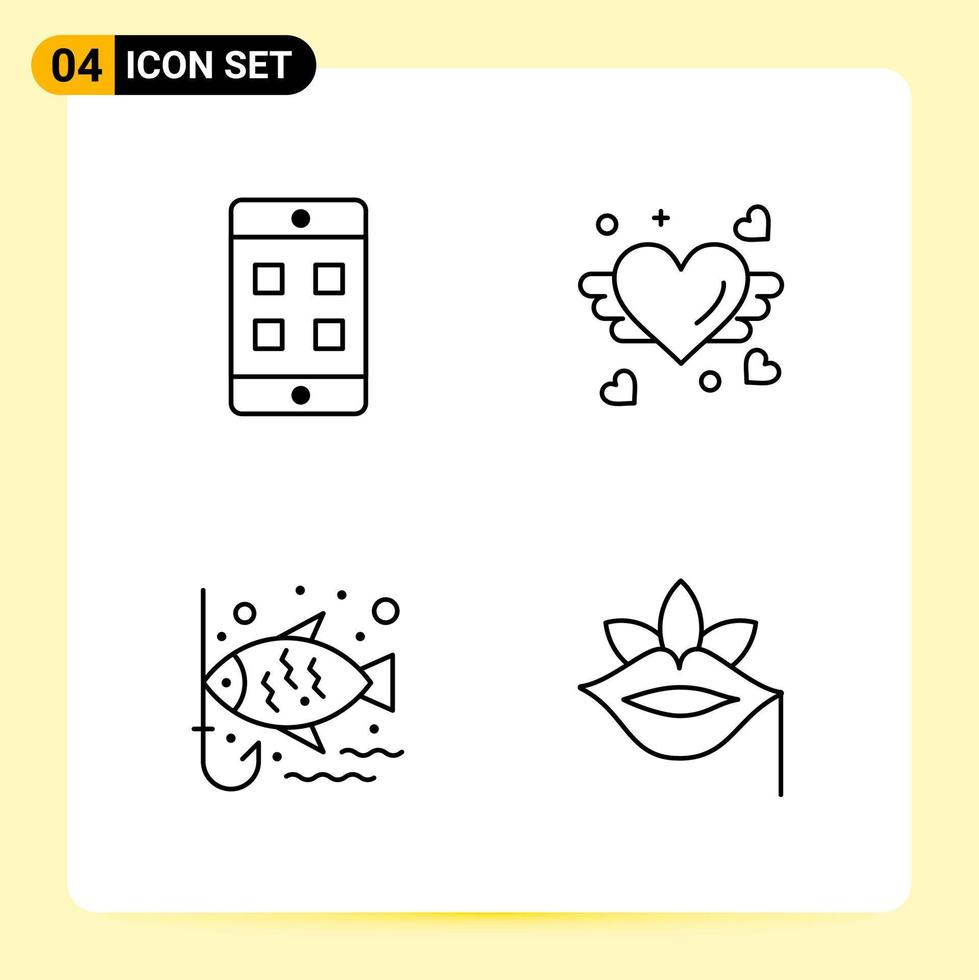 4 Creative Icons for Modern website design and responsive mobile apps 4 Outline Symbols Signs on White Background 4 Icon Pack vector