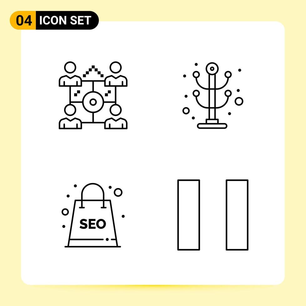 4 Creative Icons for Modern website design and responsive mobile apps 4 Outline Symbols Signs on White Background 4 Icon Pack vector
