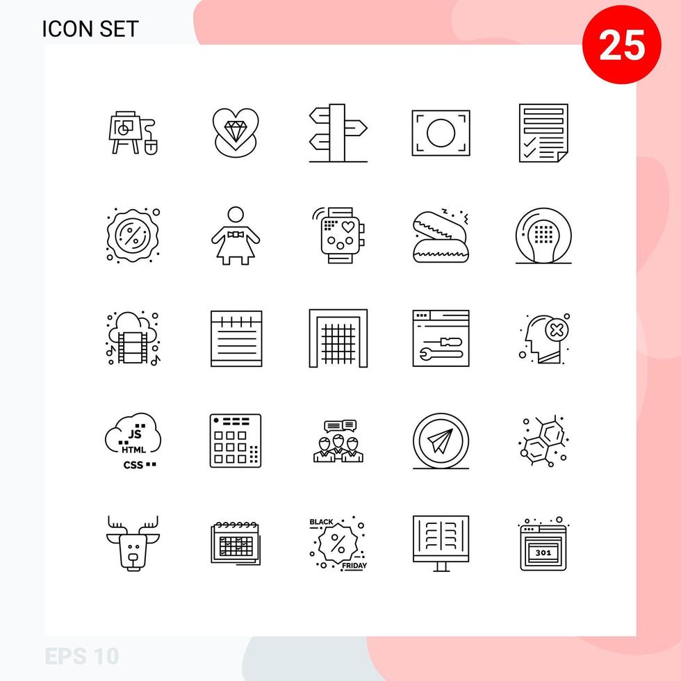 Pictogram Set of 25 Simple Lines of file photo christmas frame winter Editable Vector Design Elements