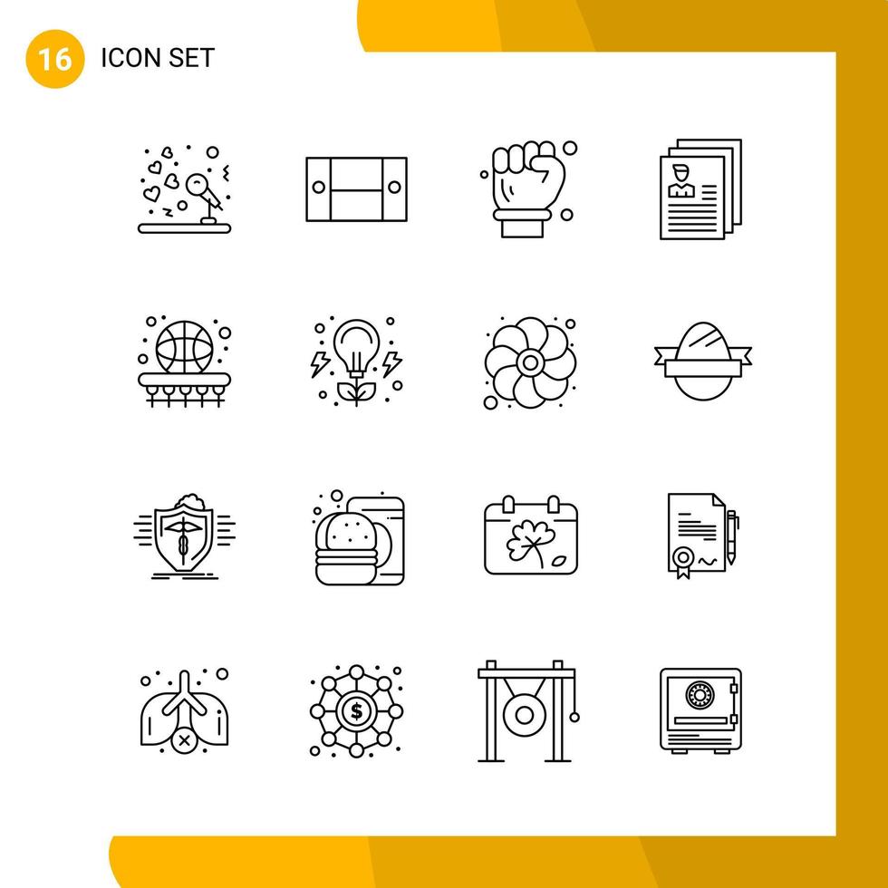 16 Icon Set Line Style Icon Pack Outline Symbols isolated on White Backgound for Responsive Website Designing vector