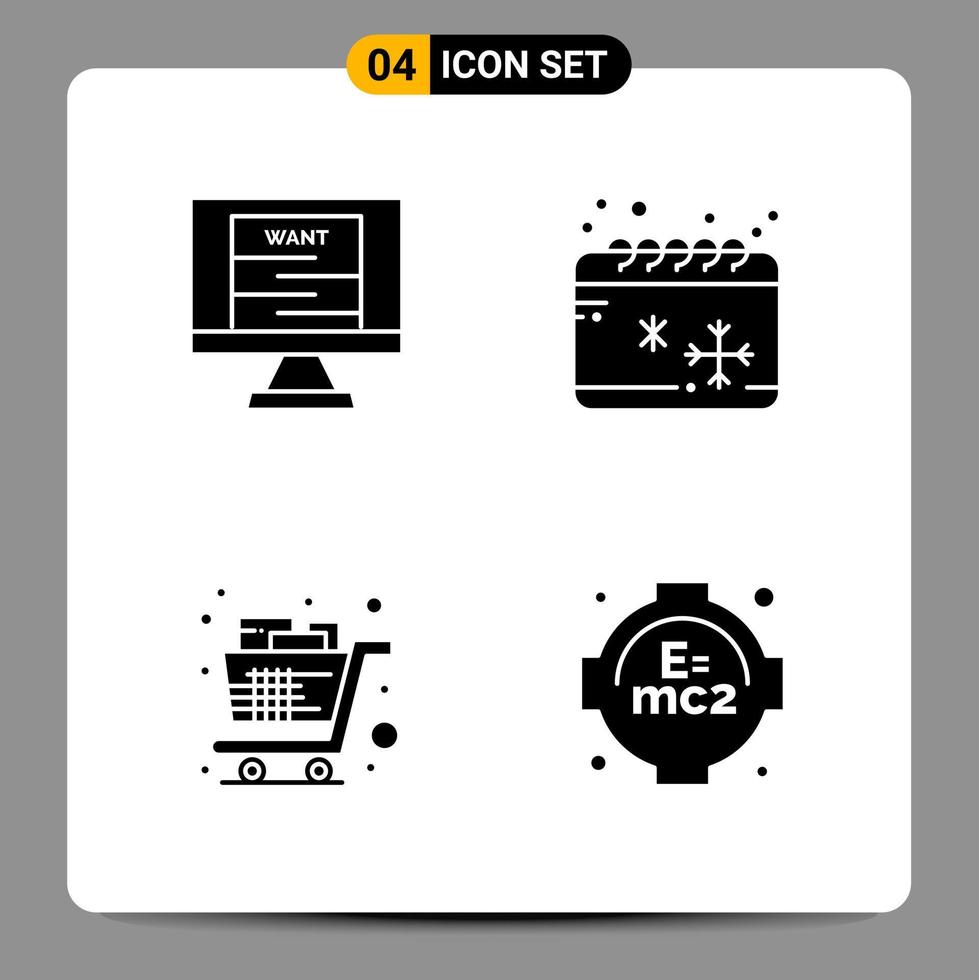 4 Black Icon Pack Glyph Symbols Signs for Responsive designs on white background 4 Icons Set vector