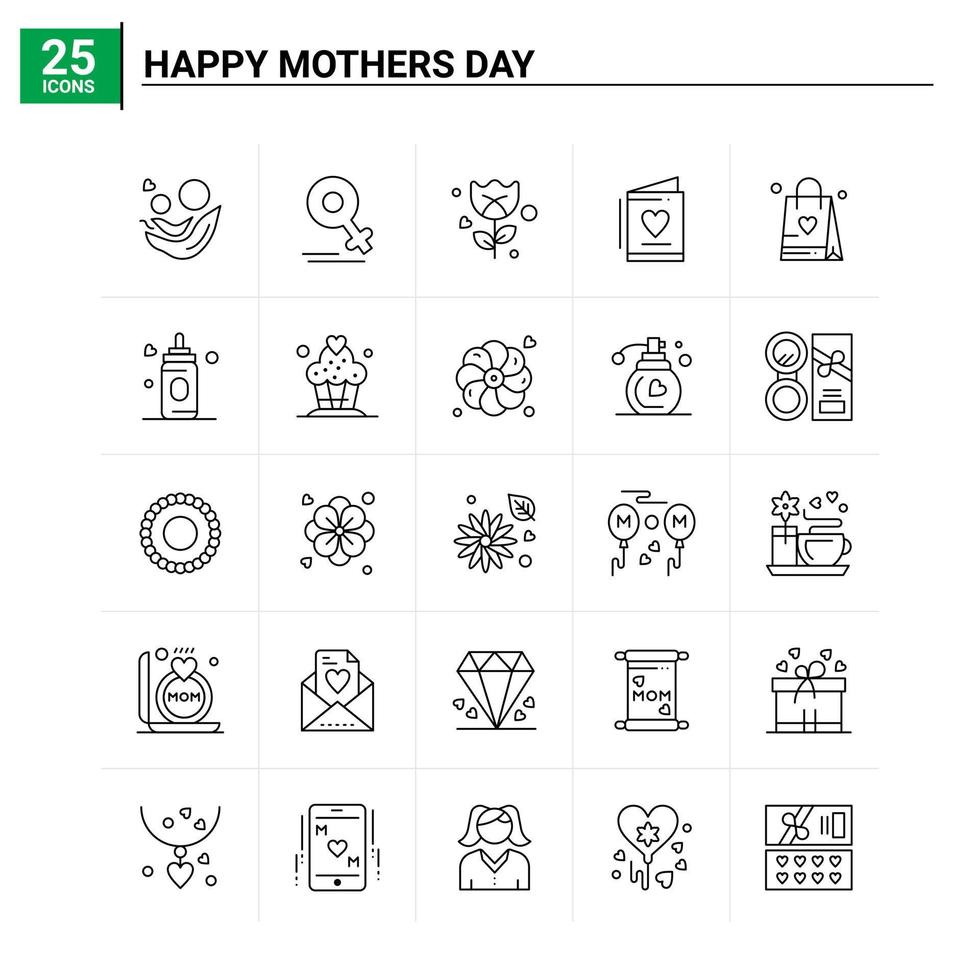 25 feliz día de las madres conjunto de iconos de fondo vectorial vector