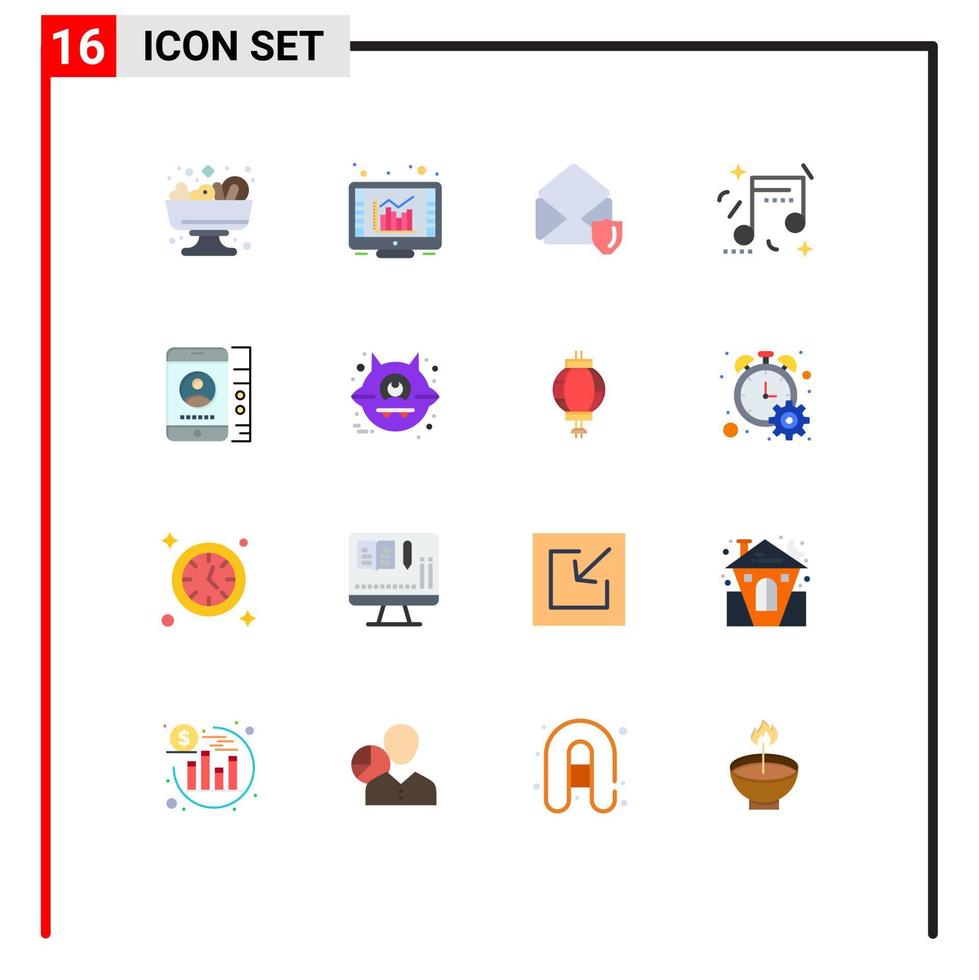 Modern Set of 16 Flat Colors and symbols such as service lmobile mail party happiness Editable Pack of Creative Vector Design Elements