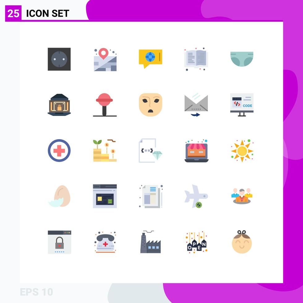 Modern Set of 25 Flat Colors and symbols such as diaper child world baby read Editable Vector Design Elements