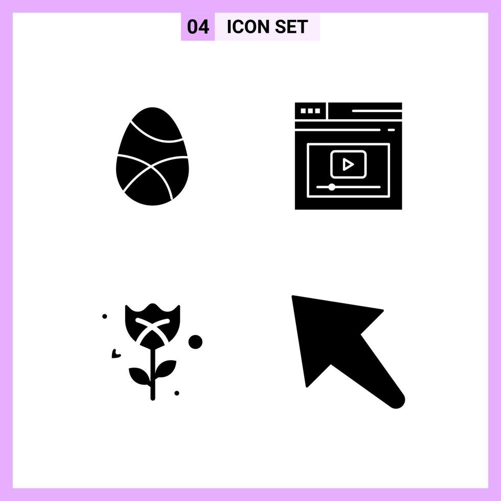 4 Icons in Solid Style Glyph Symbols on White Background Creative Vector Signs for Web mobile and Print