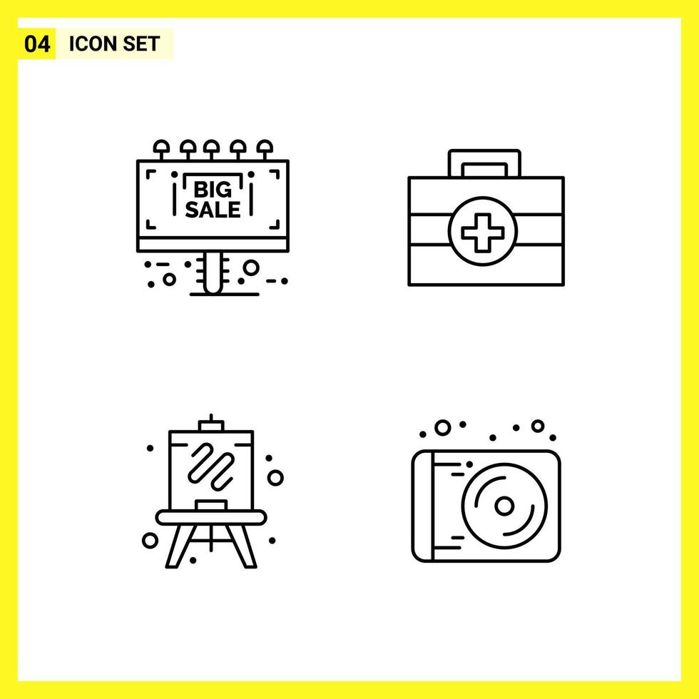 4 Icon Set Simple Line Symbols Outline Sign on White Background for Website Design Mobile Applications and Print Media vector