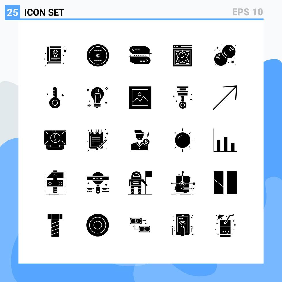 25 Thematic Vector Solid Glyphs and Editable Symbols of web device office development payment Editable Vector Design Elements