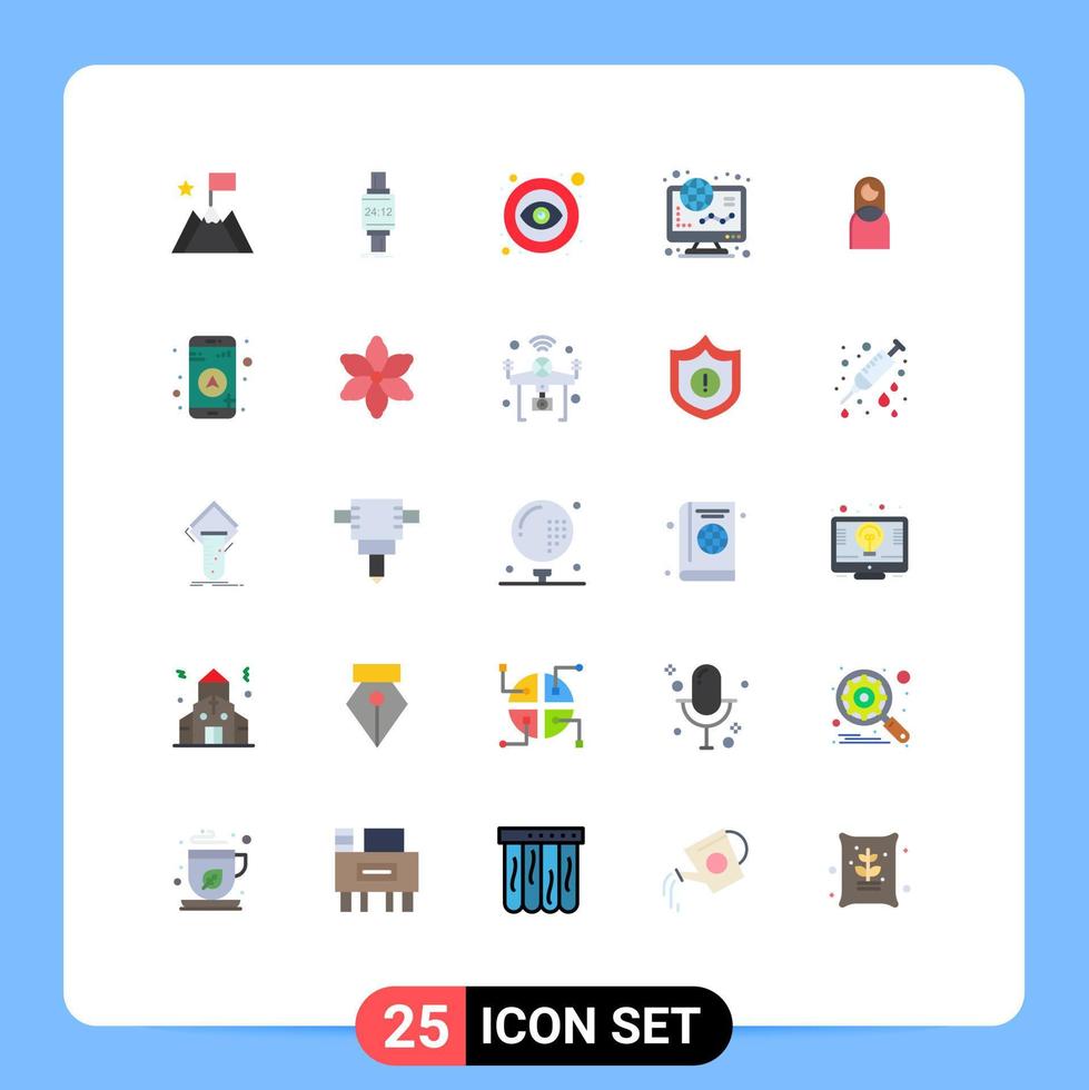 Set of 25 Vector Flat Colors on Grid for shopping graph android finance visible Editable Vector Design Elements