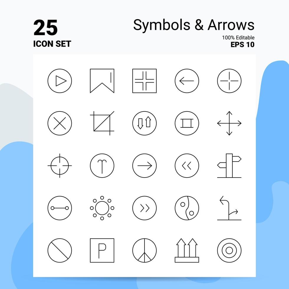 25 Symbols Arrows Icon Set 100 Editable EPS 10 Files Business Logo Concept Ideas Line icon design vector