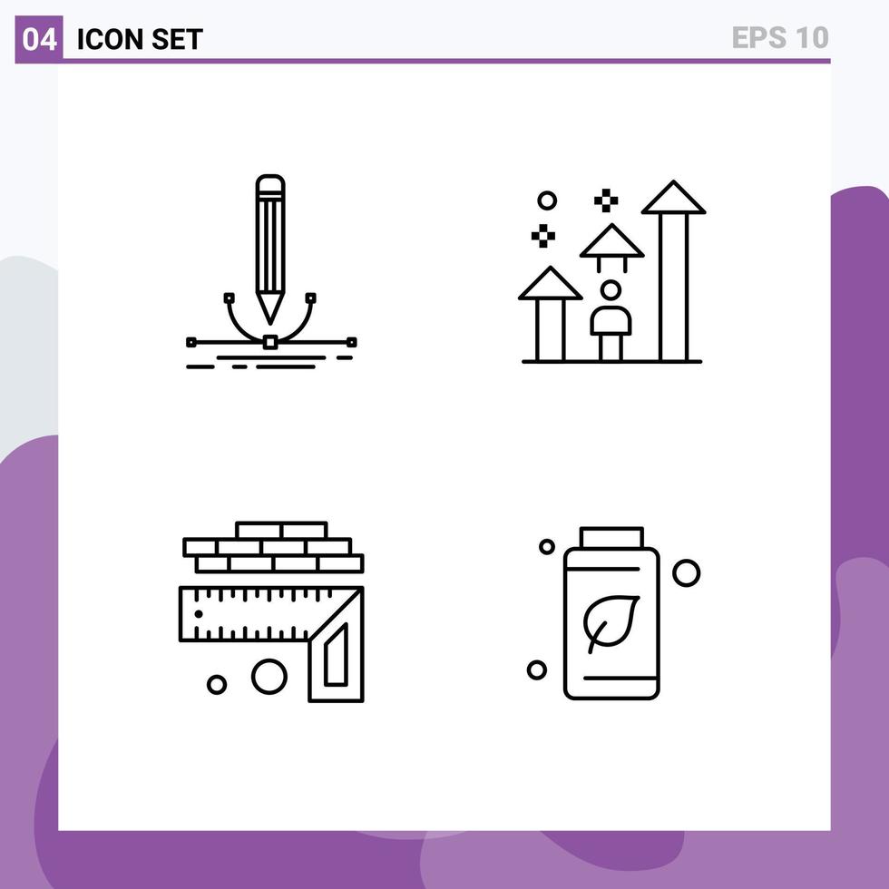 Mobile Interface Line Set of 4 Pictograms of illustration career graphic success height Editable Vector Design Elements