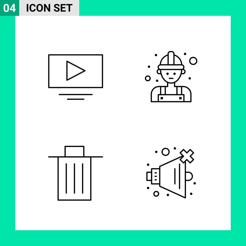 Pack of 4 Line Style Icon Set Outline Symbols for print Creative Signs Isolated on White Background 4 Icon Set vector