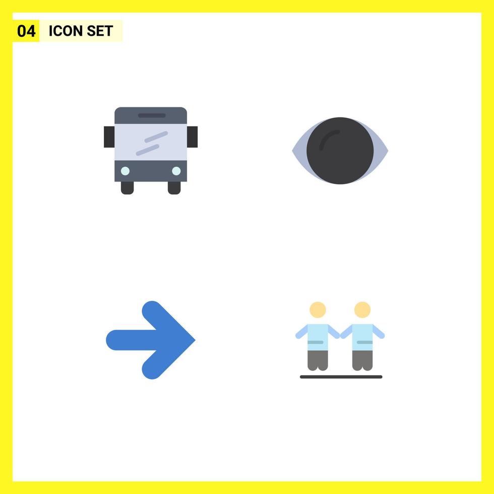 4 Flat Icon concept for Websites Mobile and Apps bus arrows eye vision best Editable Vector Design Elements