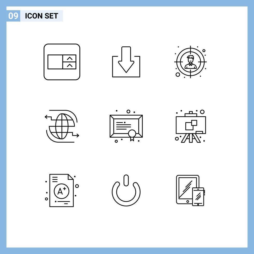 Modern Set of 9 Outlines Pictograph of study education user diploma communication Editable Vector Design Elements