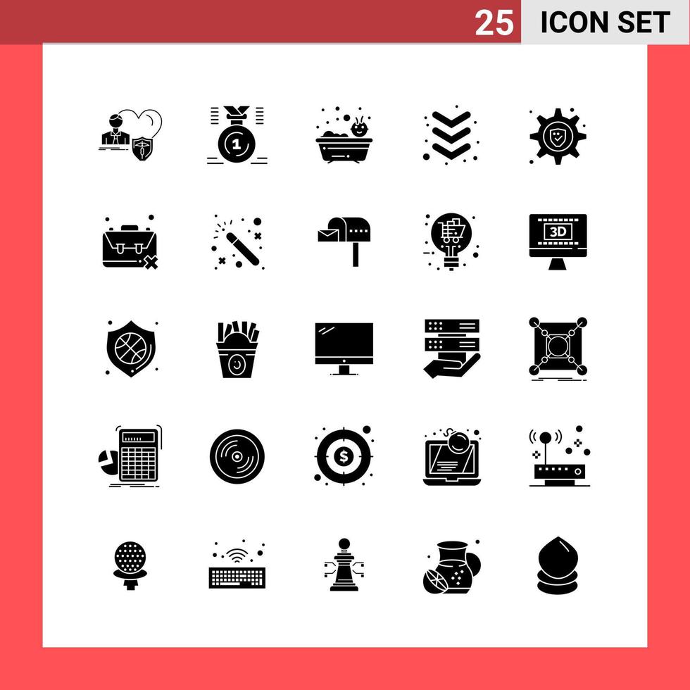 25 Icon Pack Solid Style Glyph Symbols on White Background Simple Signs for general designing vector