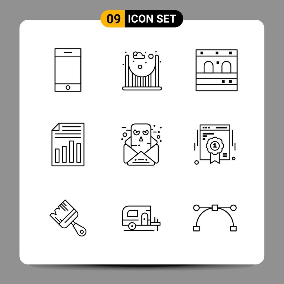 9 Black Icon Pack Outline Symbols Signs for Responsive designs on white background 9 Icons Set vector