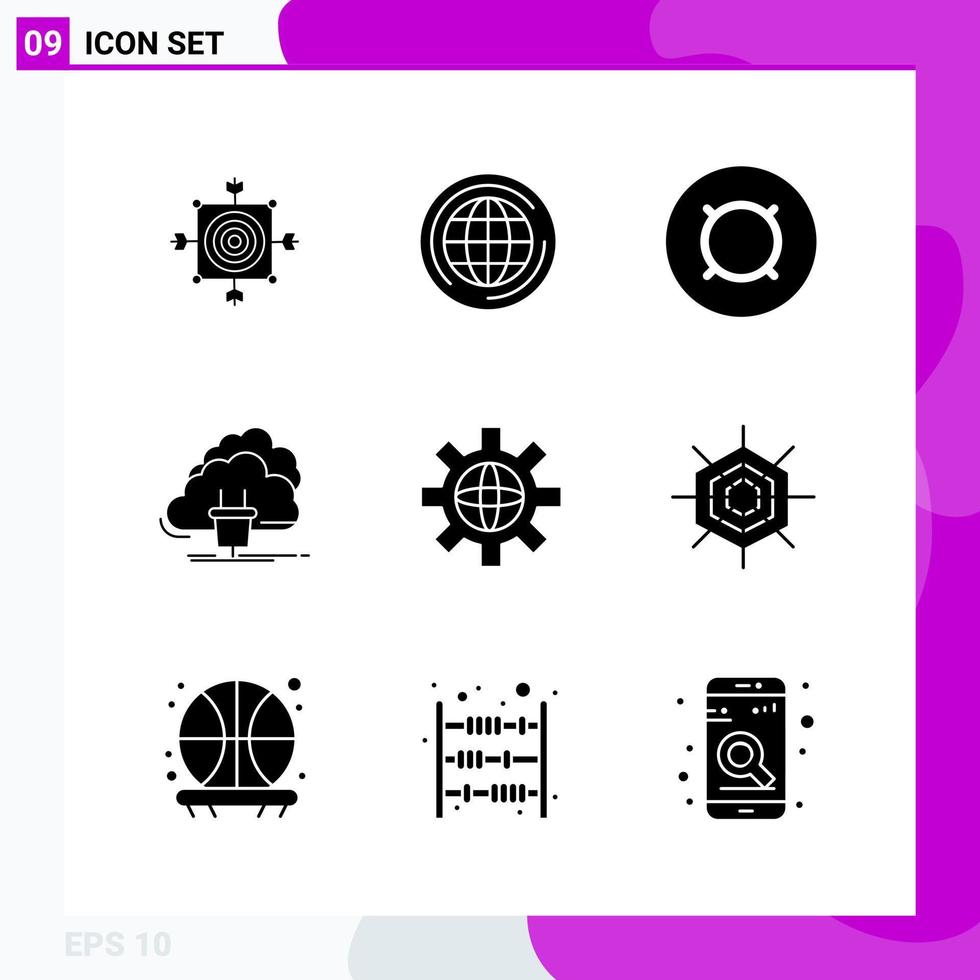 Solid Icon set Pack of 9 Glyph Icons isolated on White Background for Web Print and Mobile vector