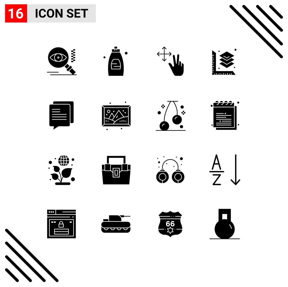 Stock Vector Icon Pack of 16 Line Signs and Symbols for image communication finger chat printing Editable Vector Design Elements