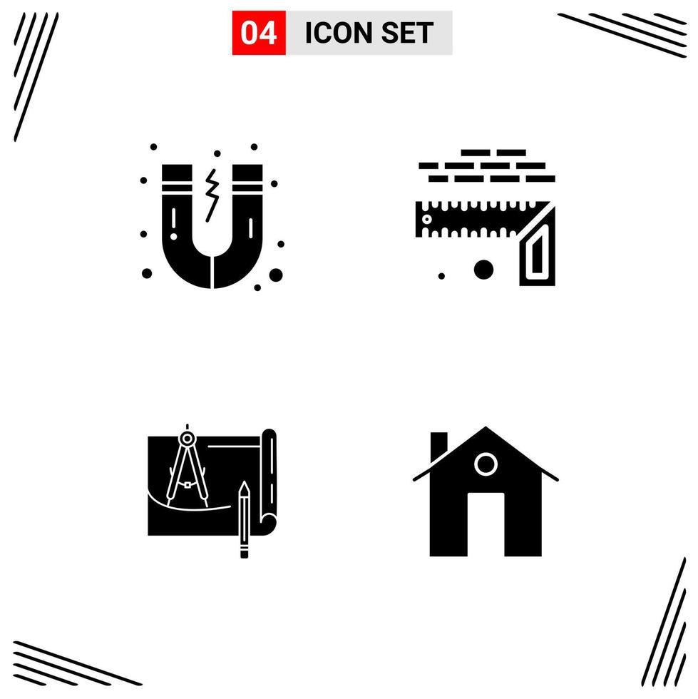 4 Icons Solid Style Grid Based Creative Glyph Symbols for Website Design Simple Solid Icon Signs Isolated on White Background 4 Icon Set vector
