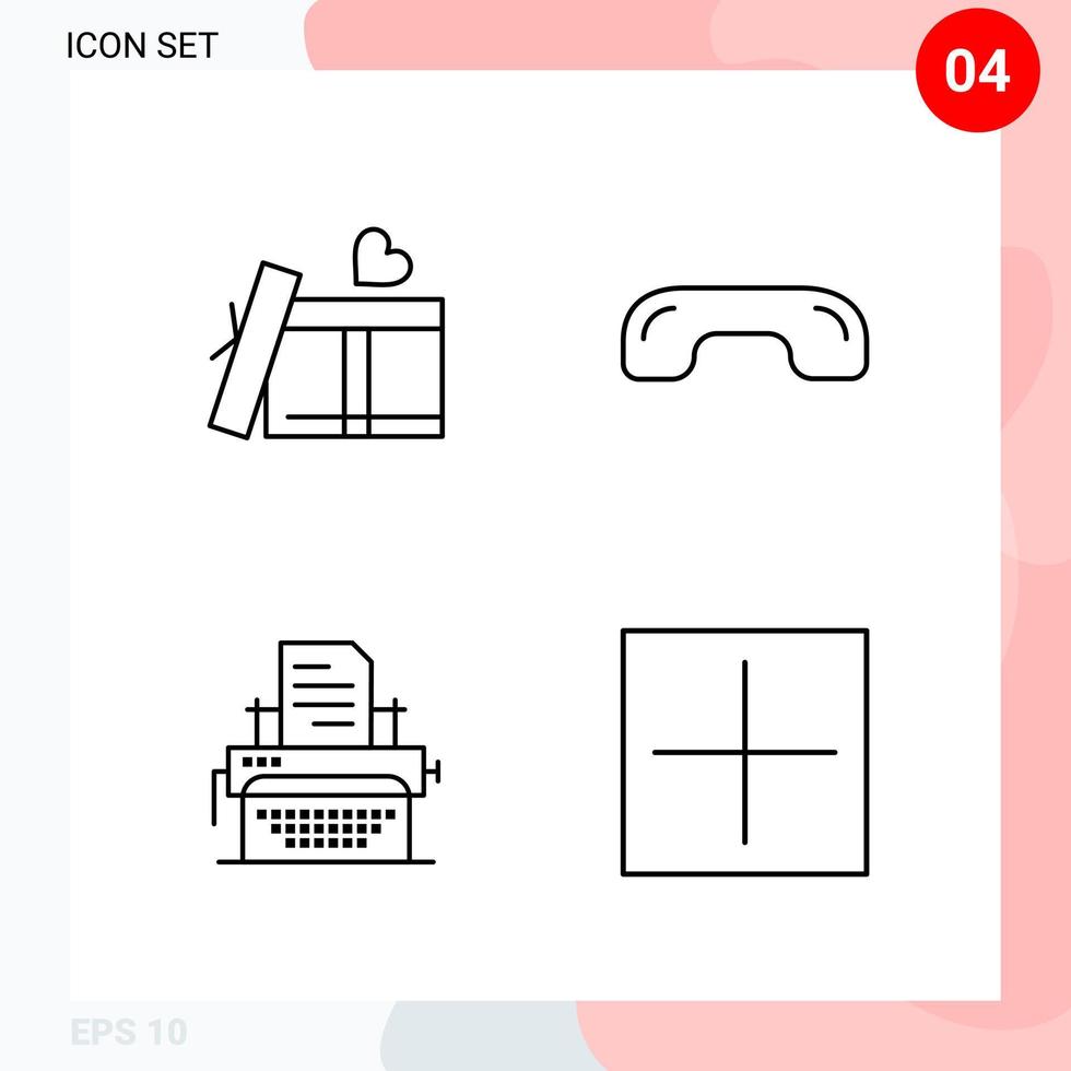 Vector Pack of 4 Icons in Line Style Creative Outline Pack isolated on White Background for Web and Mobile