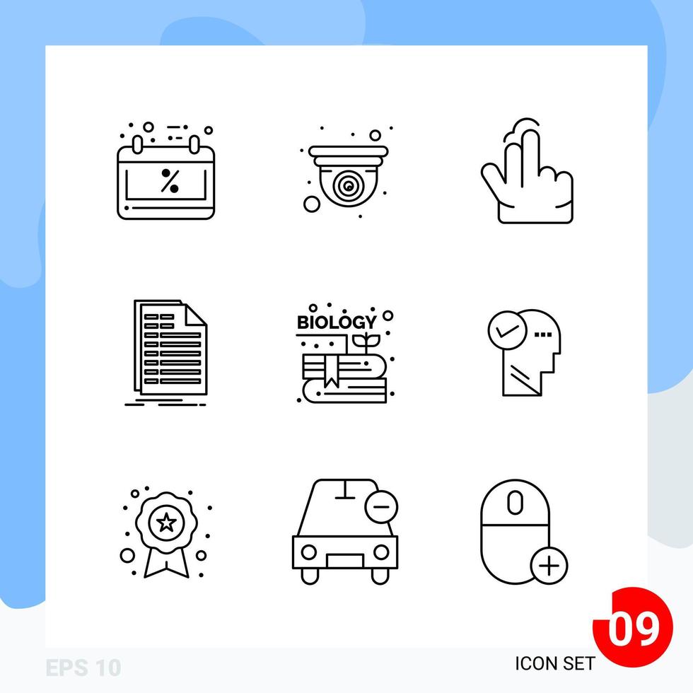 Modern Pack of 9 Icons Line Outline Symbols isolated on White Backgound for Website designing vector