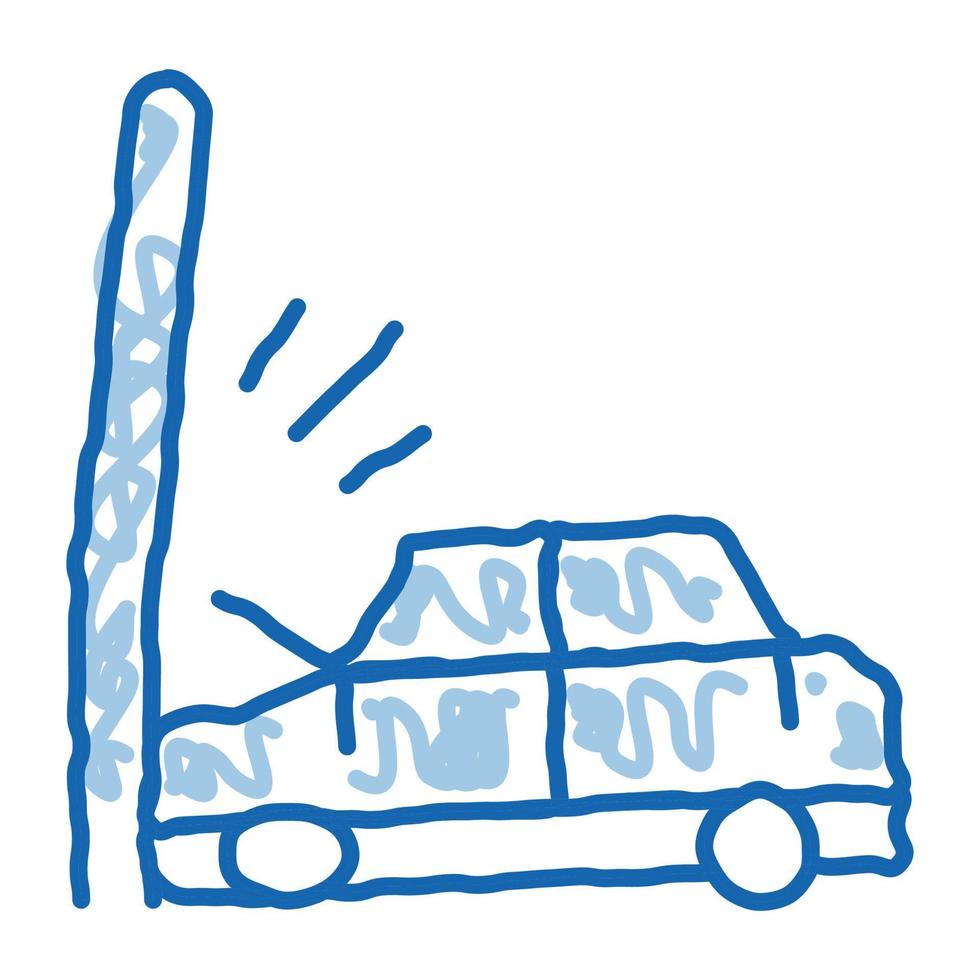 sumergiendo el coche en la ilustración de dibujado a mano de icono de garabato de poste vector