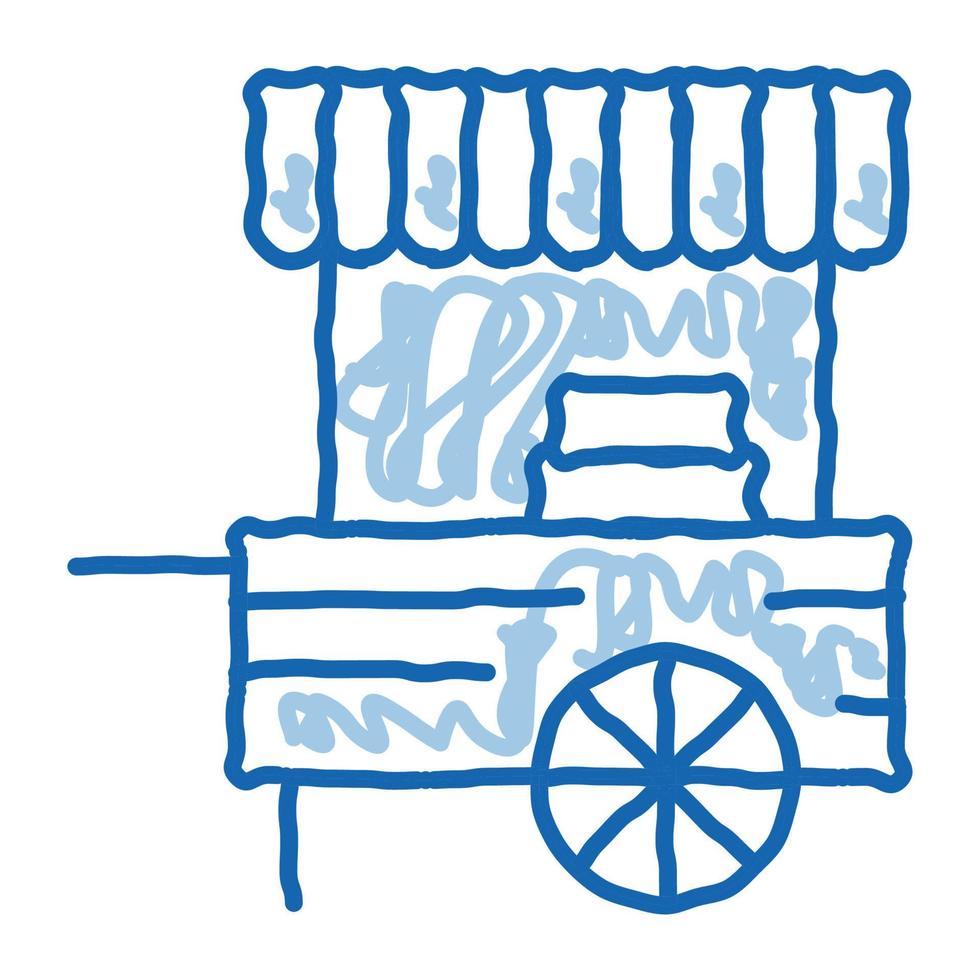 puestos de comida móvil doodle icono dibujado a mano ilustración vector