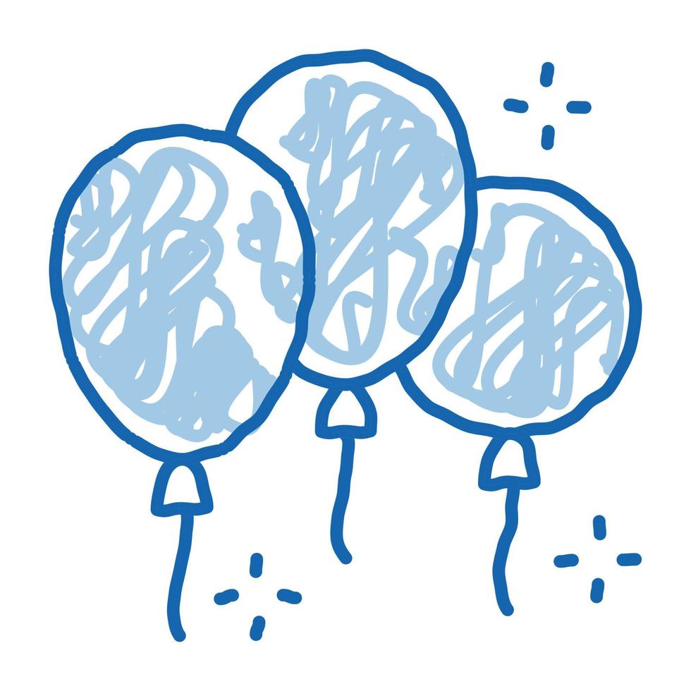 three balloons doodle icon hand drawn illustration vector