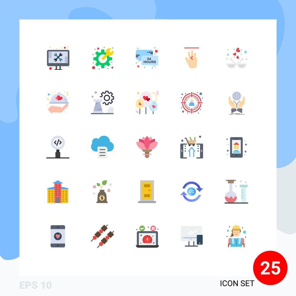25 Thematic Vector Flat Colors and Editable Symbols of animal up spanner hand cursor message Editable Vector Design Elements