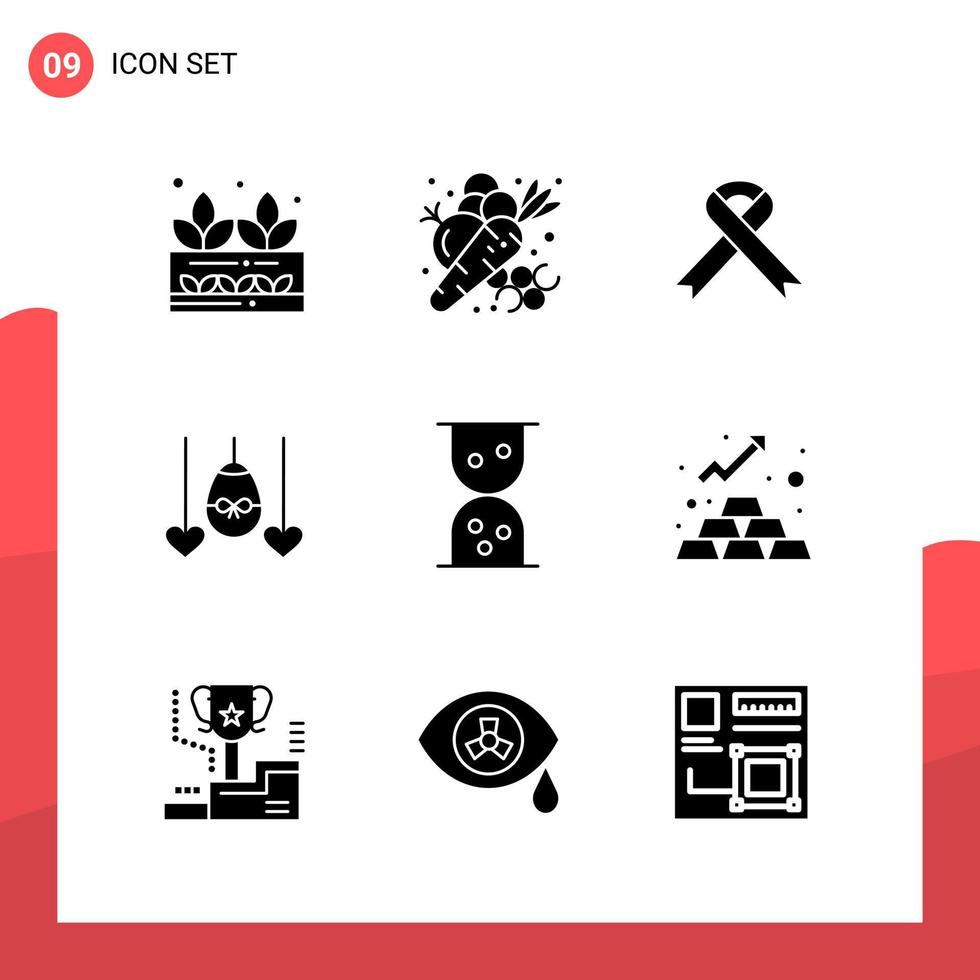 Pack of 9 Universal Glyph Icons for Print Media on White Background vector