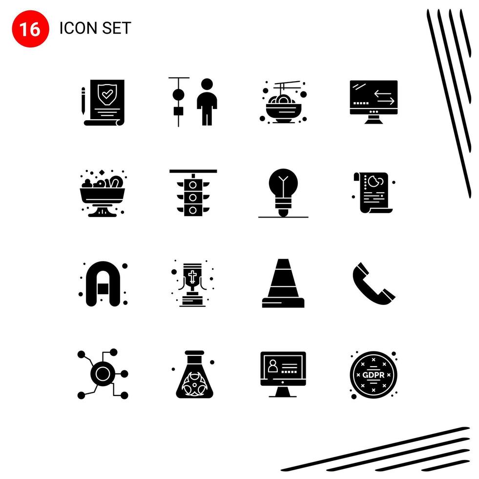 Universal Icon Symbols Group of 16 Modern Solid Glyphs of food technology china arrows cloud Editable Vector Design Elements