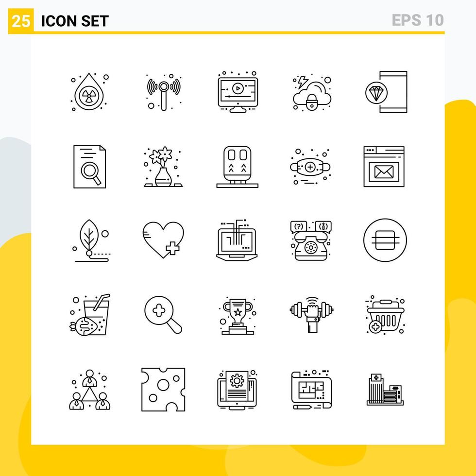 colección de 25 iconos de línea universal conjunto de iconos para web y móvil vector