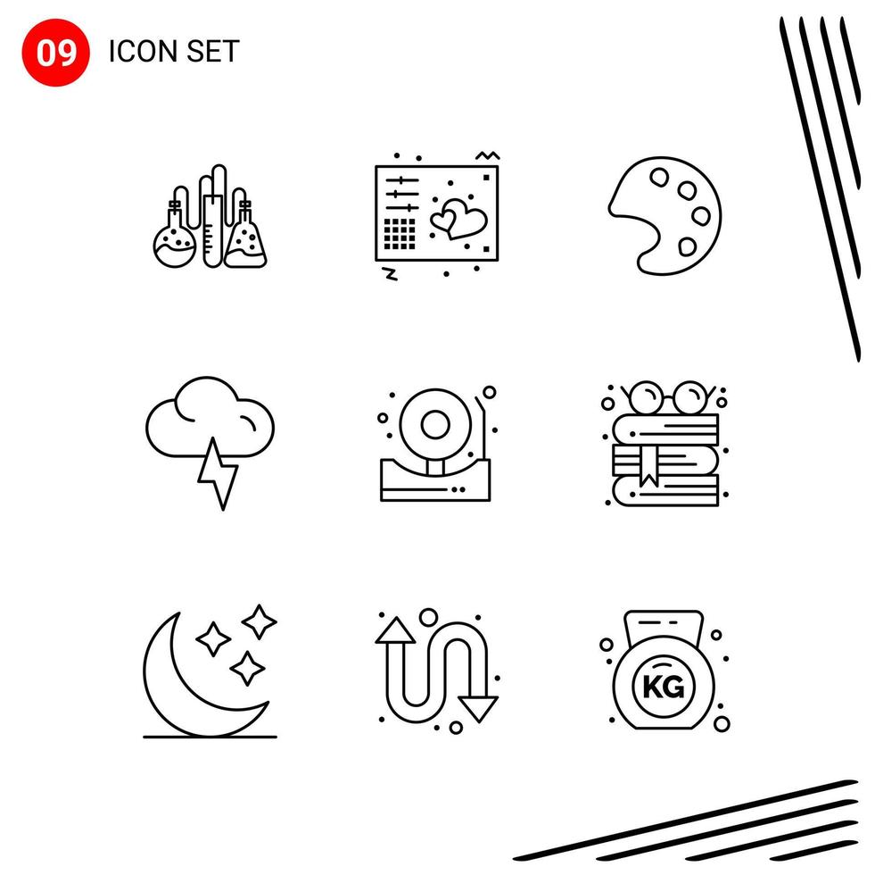 colección de 9 iconos vectoriales en estilo de línea píxel símbolos de contorno perfecto para web y signos de iconos de línea móvil sobre fondo blanco 9 iconos vector