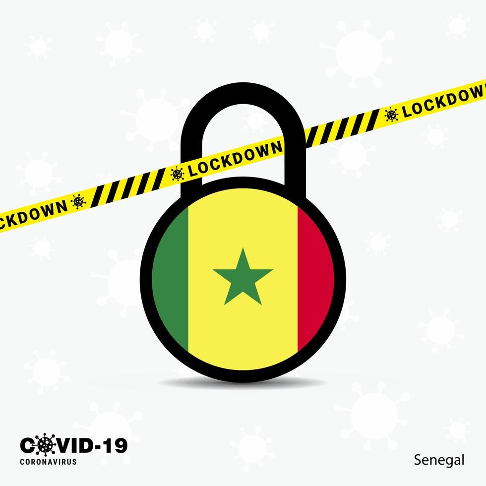 bloqueo de senegal plantilla de conciencia de pandemia de coronavirus de bloqueo diseño de bloqueo de covid19 vector