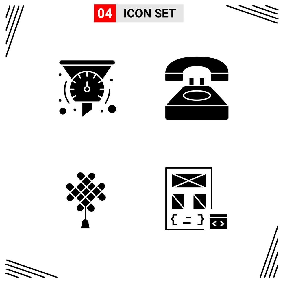 4 iconos símbolos de glifos creativos basados en cuadrícula de estilo sólido para el diseño de sitios web signos de iconos sólidos simples aislados en fondo blanco conjunto de 4 iconos vector