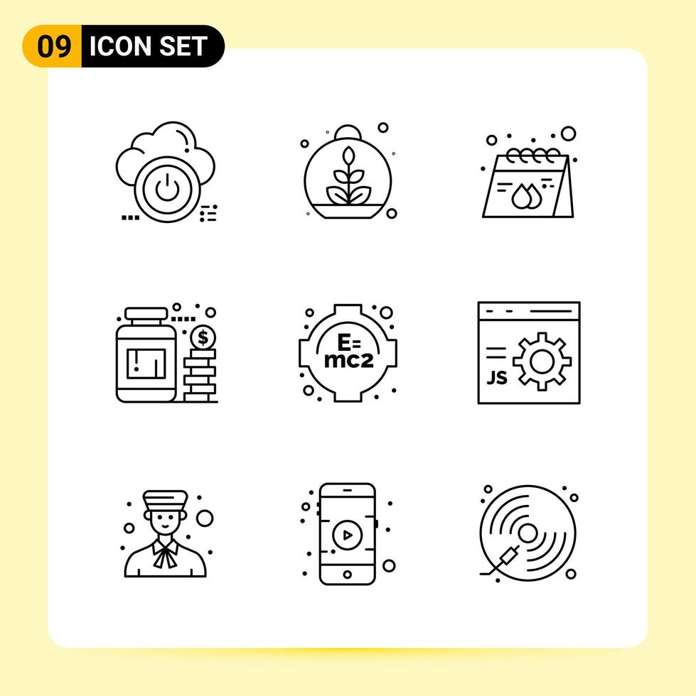 9 Creative Icons for Modern website design and responsive mobile apps 9 Outline Symbols Signs on White Background 9 Icon Pack vector