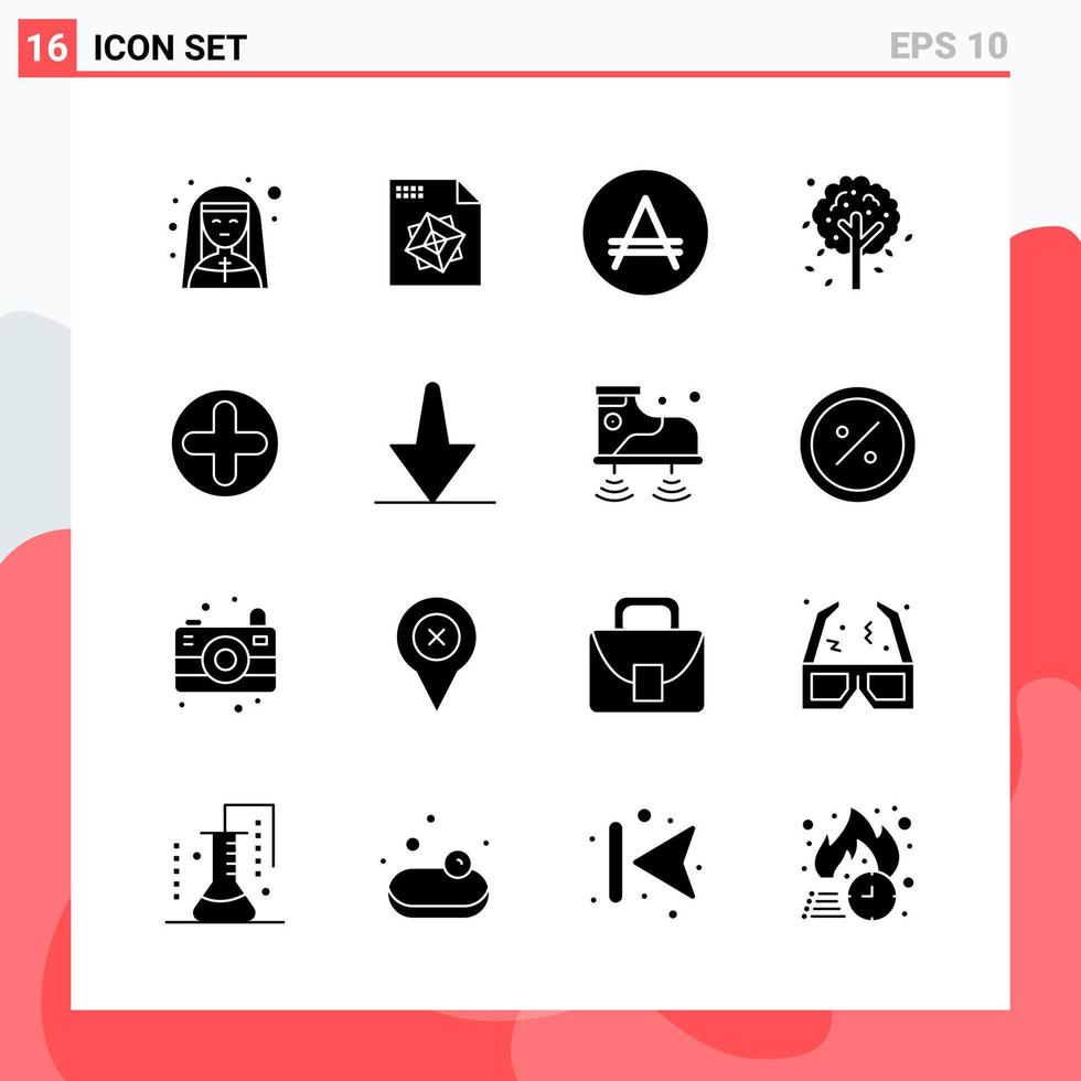 Collection of 16 Vector Icons in solid style Modern Glyph Symbols for Web and Mobile Solid Icon Sign Isolated on White Background 16 Icons