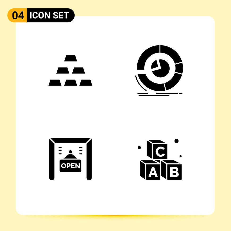 Pack of 4 creative Solid Glyphs of bricks ecommerce stack business shop Editable Vector Design Elements