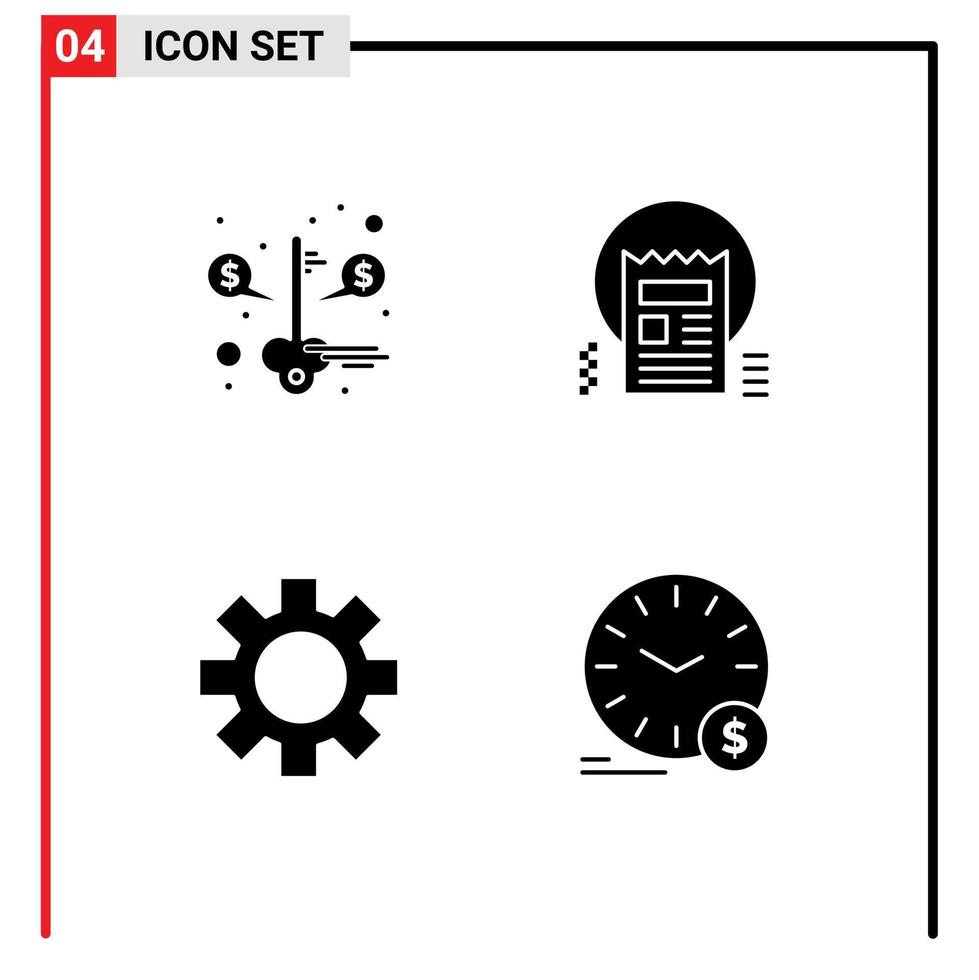 4 interfaz de usuario paquete de glifos sólidos de signos y símbolos modernos de configuración clave artículo de éxito elementos de diseño vectorial editables logísticos vector