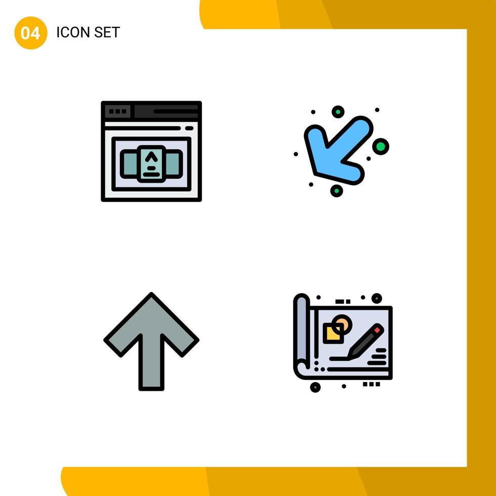 grupo de símbolos de icono universal de 4 colores planos de línea de llenado modernos de elementos de diseño de vector editables de negocios hacia adelante html izquierda
