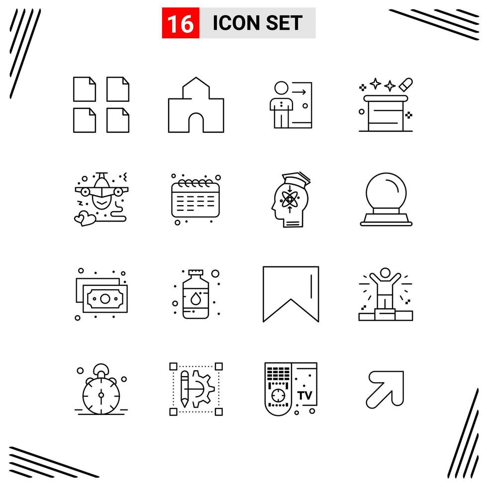 16 Icons Line Style Grid Based Creative Outline Symbols for Website Design Simple Line Icon Signs Isolated on White Background 16 Icon Set vector