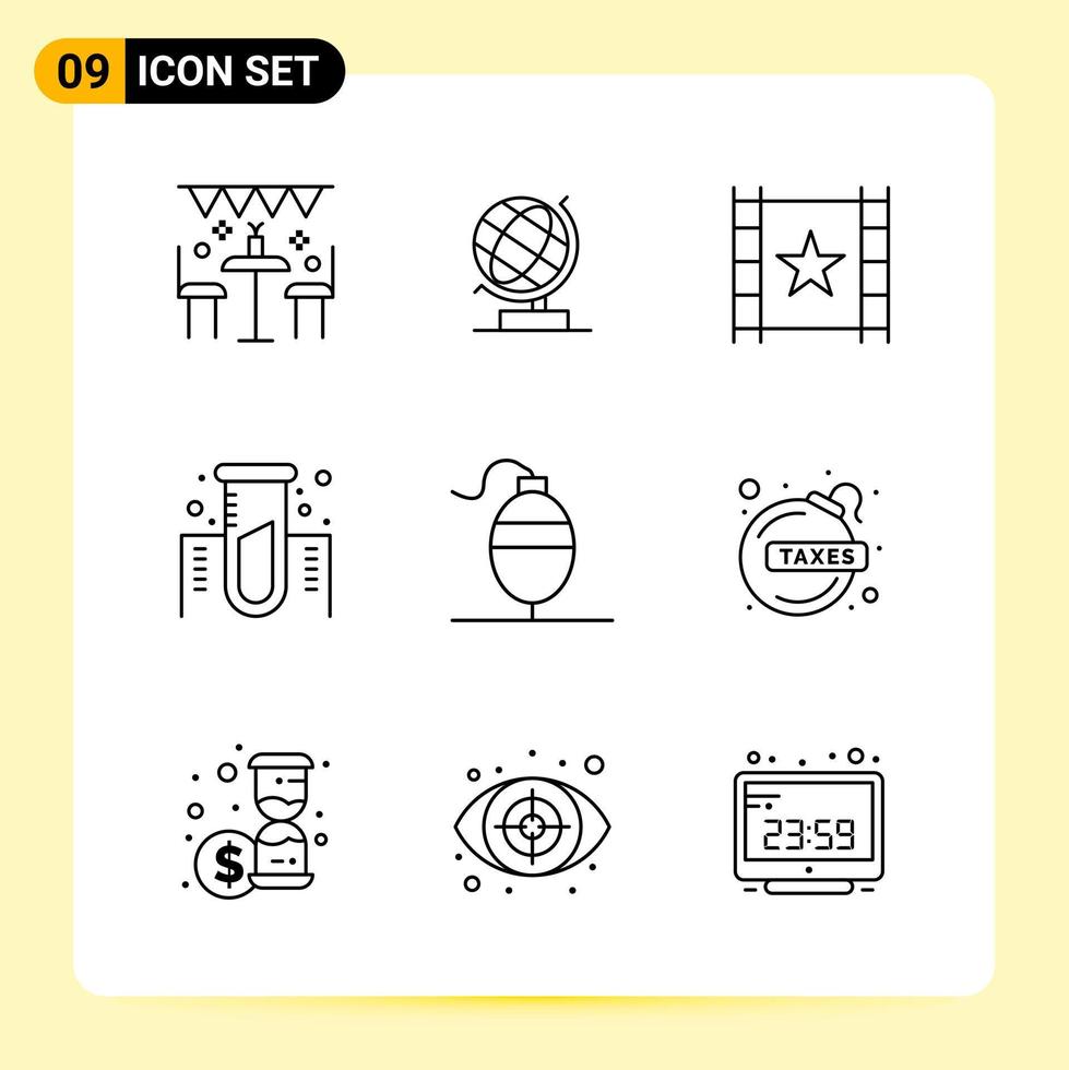 9 Creative Icons for Modern website design and responsive mobile apps 9 Outline Symbols Signs on White Background 9 Icon Pack vector