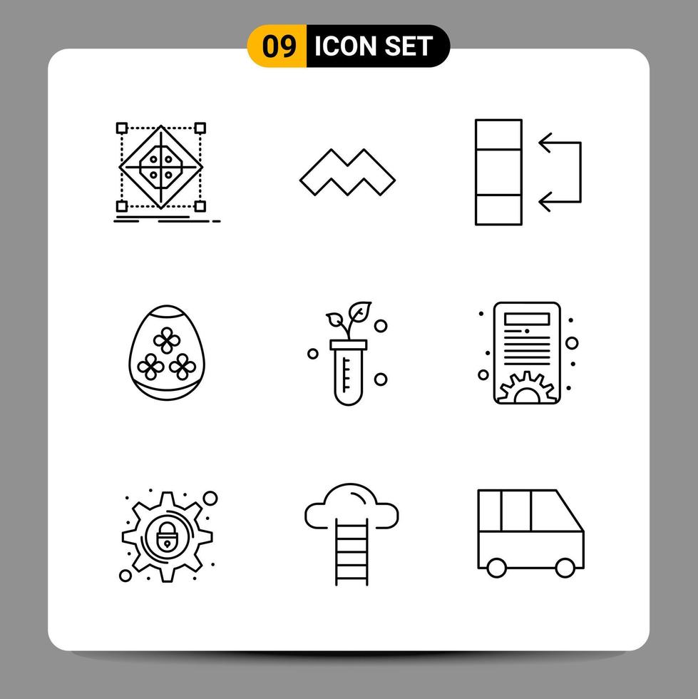 9 Black Icon Pack Outline Symbols Signs for Responsive designs on white background 9 Icons Set vector