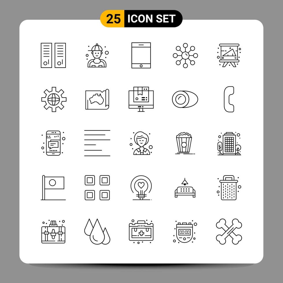 25 Black Icon Pack Outline Symbols Signs for Responsive designs on white background 25 Icons Set vector